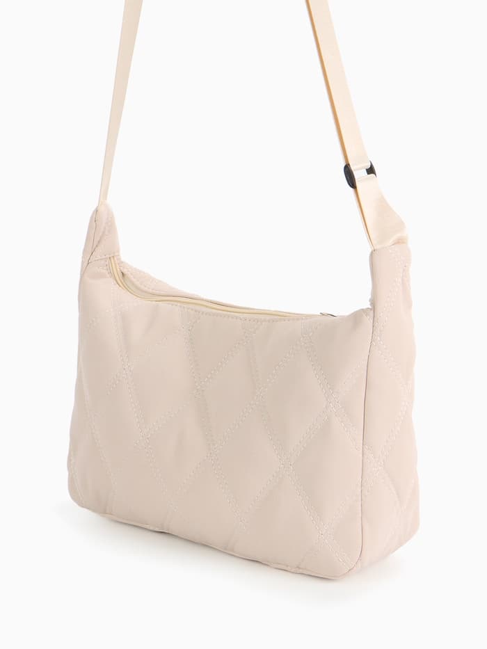 Сумка женская багет на молнии, 30×10×19 см, бежевая