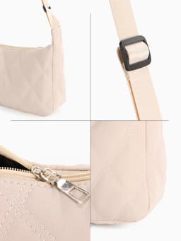 Сумка женская багет на молнии, 30×10×19 см, бежевая