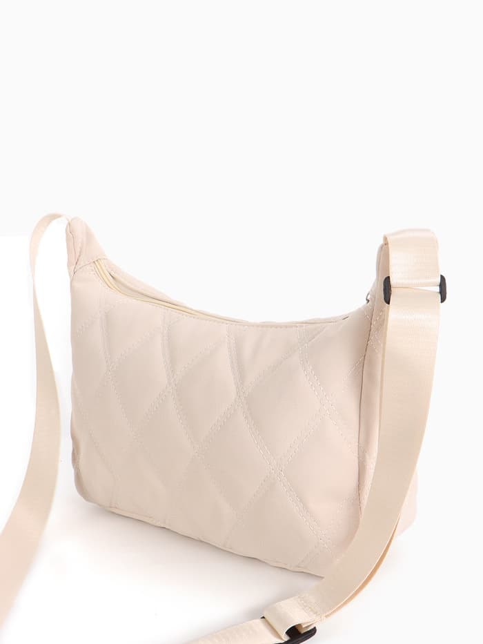 Сумка женская багет на молнии, 30×10×19 см, бежевая