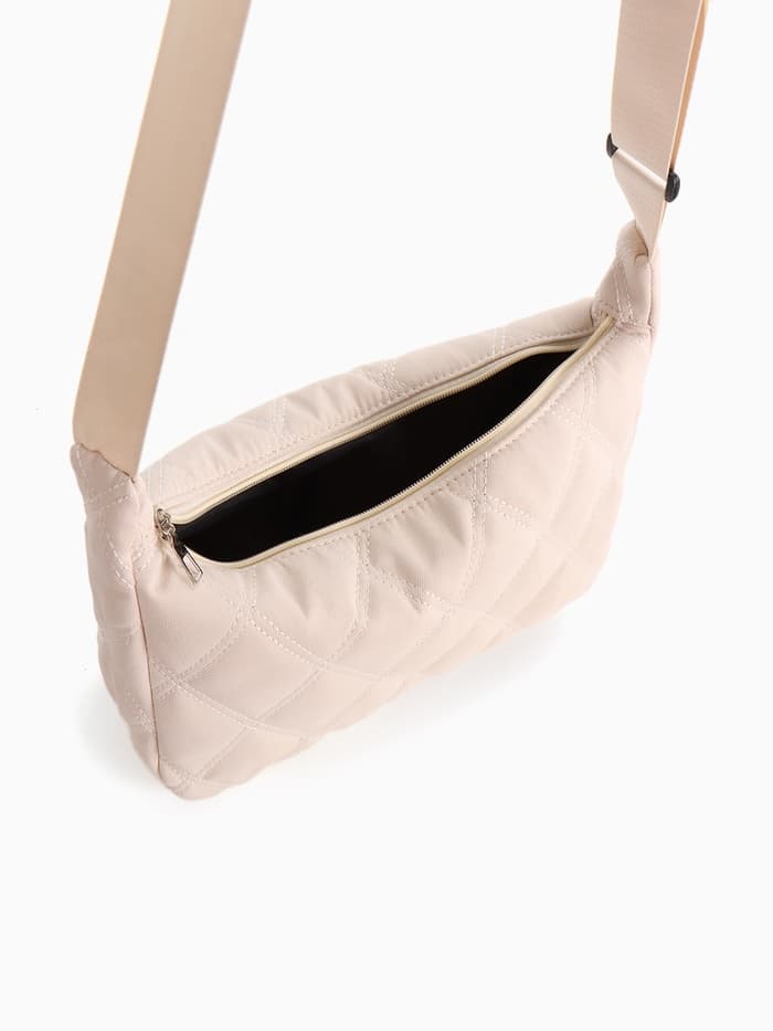 Сумка женская багет на молнии, 30×10×19 см, бежевая