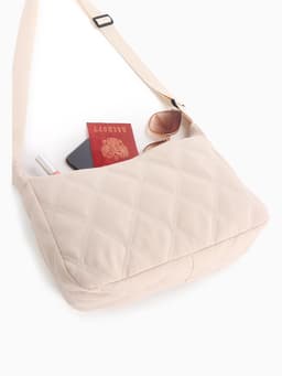 Сумка женская багет на молнии, 30×10×19 см, бежевая