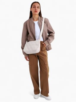 Сумка женская багет на молнии, 30×10×19 см, бежевая