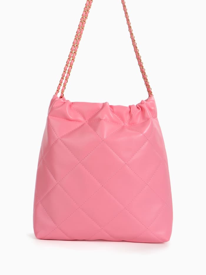 Сумка - мешок женская без застёжки, 35×7×33 см, со стёжкой, розовая