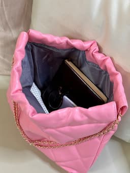 Сумка - мешок женская без застёжки, 35×7×33 см, со стёжкой, розовая