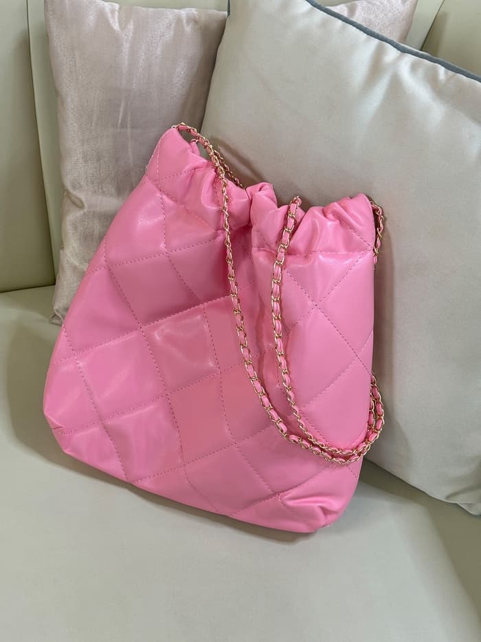 Сумка - мешок женская без застёжки, 35×7×33 см, со стёжкой, розовая