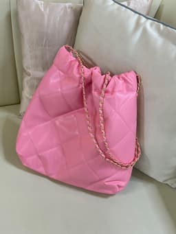 Сумка - мешок женская без застёжки, 35×7×33 см, со стёжкой, розовая