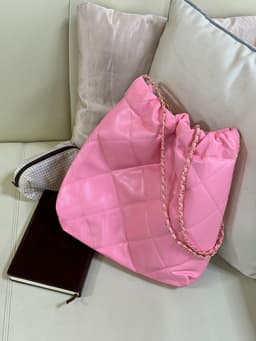 Сумка - мешок женская без застёжки, 35×7×33 см, со стёжкой, розовая