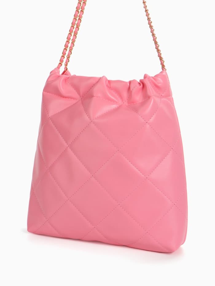 Сумка - мешок женская без застёжки, 35×7×33 см, со стёжкой, розовая