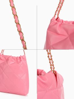 Сумка - мешок женская без застёжки, 35×7×33 см, со стёжкой, розовая