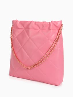 Сумка - мешок женская без застёжки, 35×7×33 см, со стёжкой, розовая