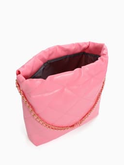 Сумка - мешок женская без застёжки, 35×7×33 см, со стёжкой, розовая