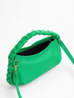 Сумка женская багет на молнии, 24×6×15.5 см, зелёная