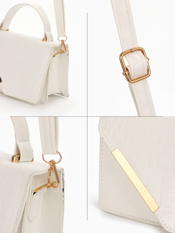 Сумка женская мессенджер на магнитах, 19×7.5×11.5 см, белая