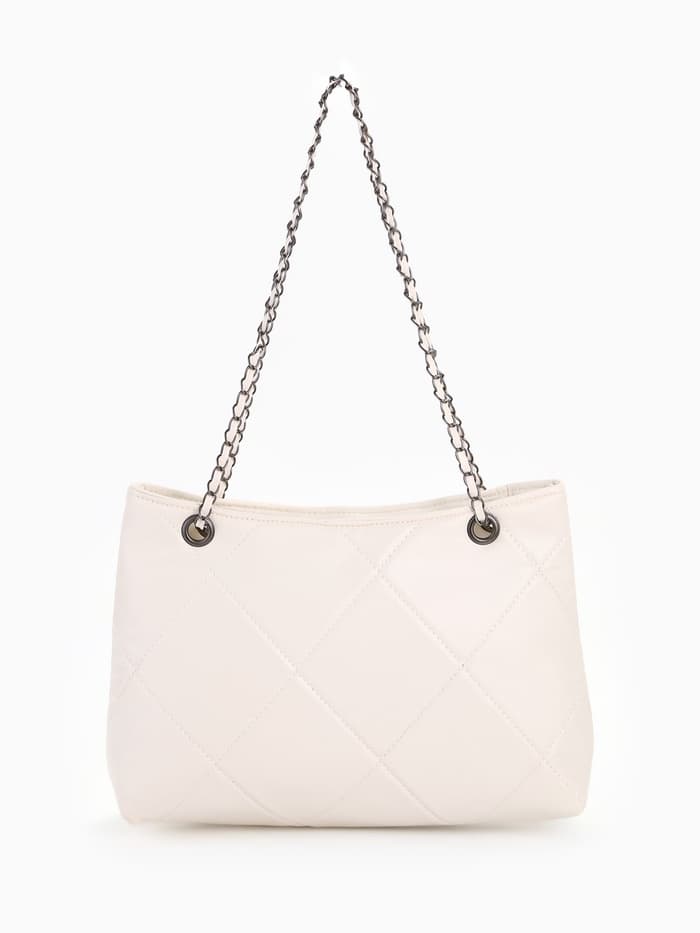 Сумка - шоппер женская на молнии, 29×8×20 см, белая