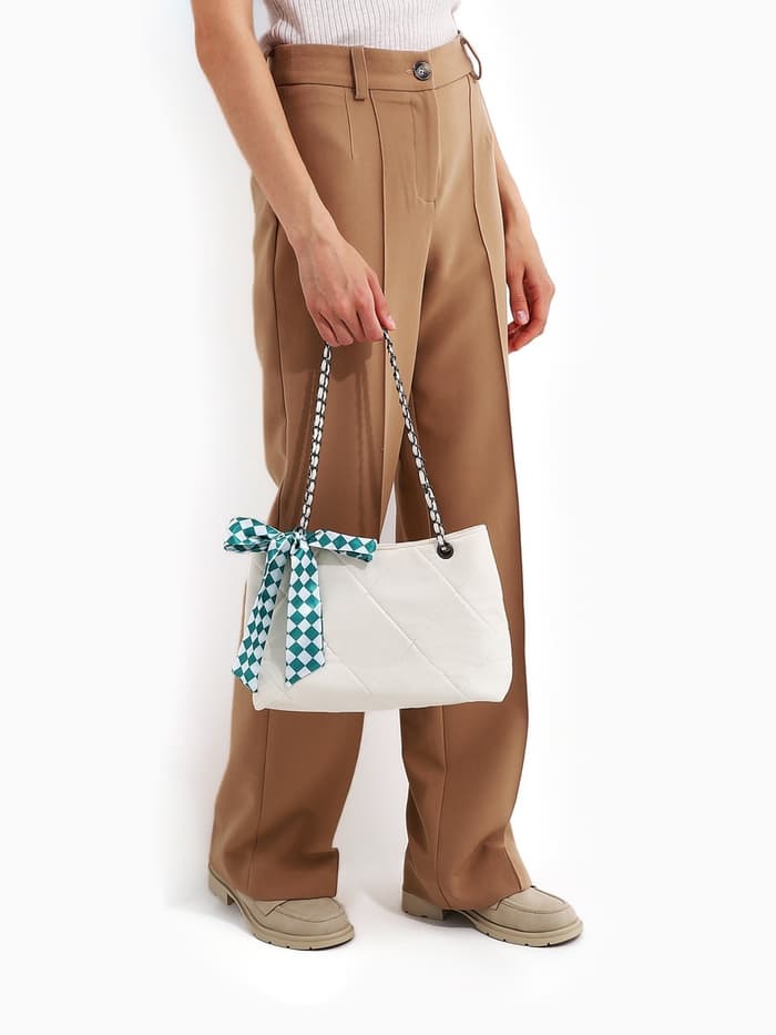 Сумка - шоппер женская на молнии, 29×8×20 см, белая