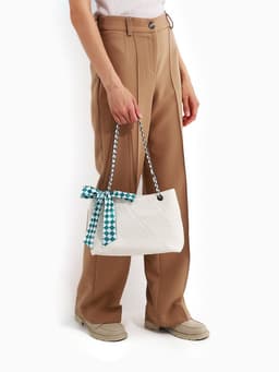 Сумка - шоппер женская на молнии, 29×8×20 см, белая