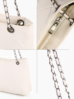 Сумка - шоппер женская на молнии, 29×8×20 см, белая