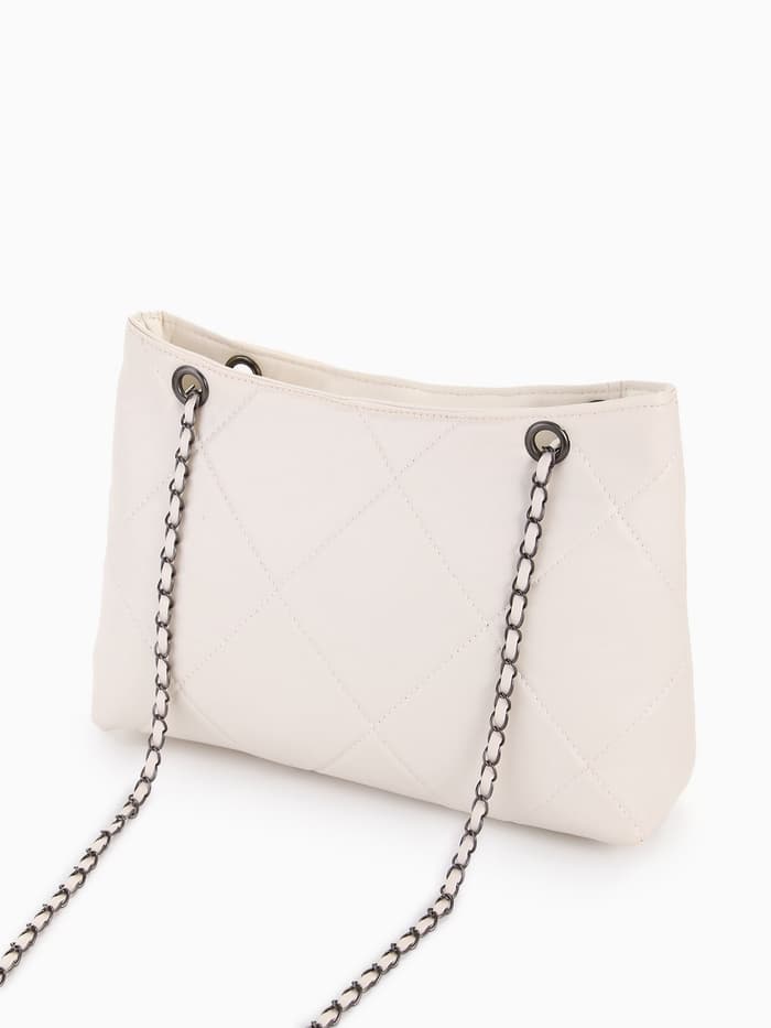 Сумка - шоппер женская на молнии, 29×8×20 см, белая