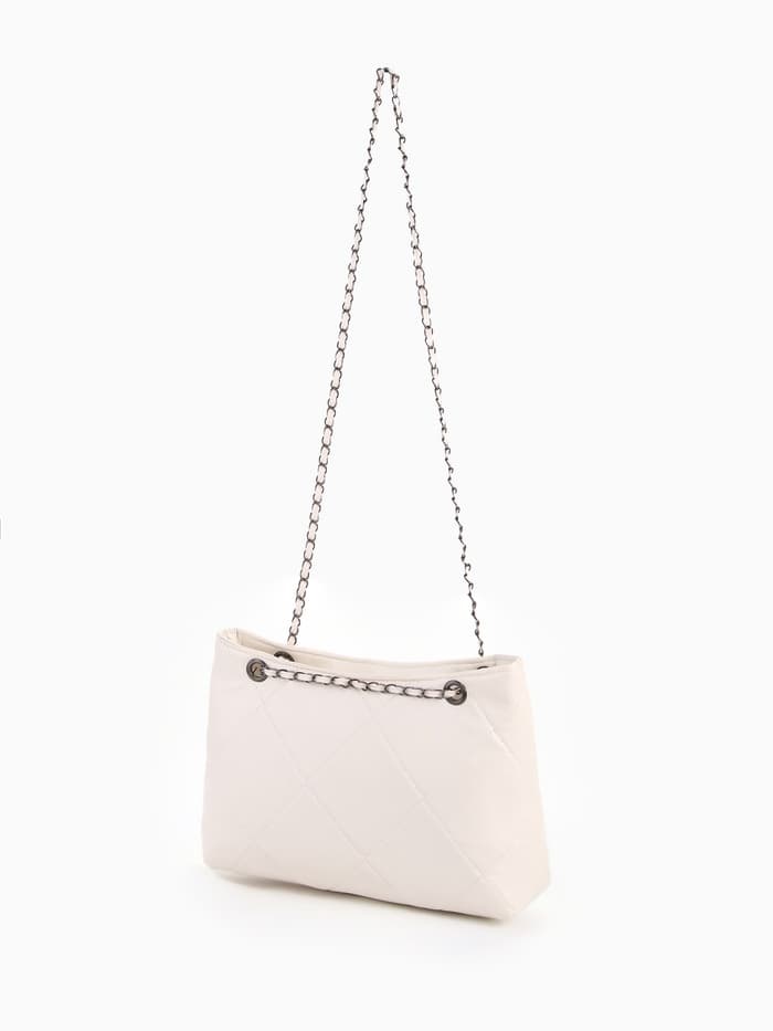 Сумка - шоппер женская на молнии, 29×8×20 см, белая