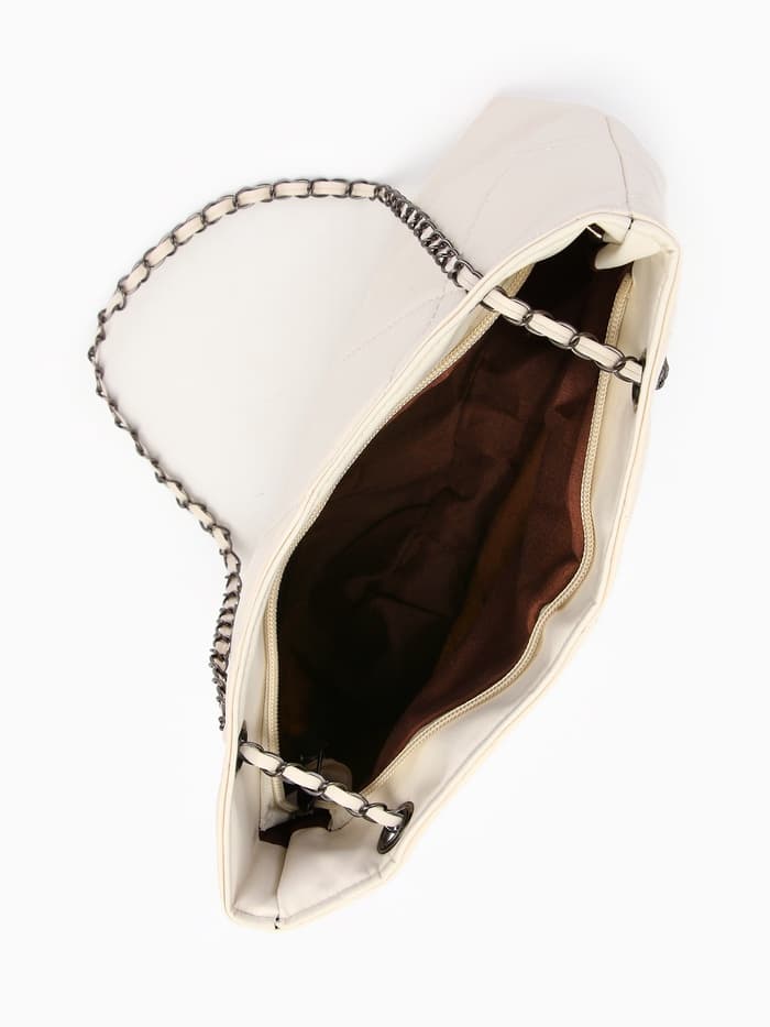 Сумка - шоппер женская на молнии, 29×8×20 см, белая