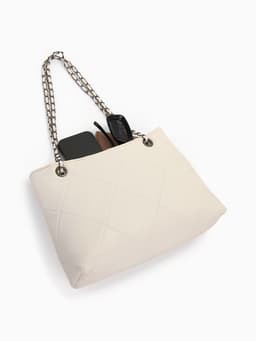 Сумка - шоппер женская на молнии, 29×8×20 см, белая