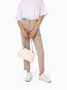 Сумка - шоппер женская на молнии, 29×8×20 см, белая