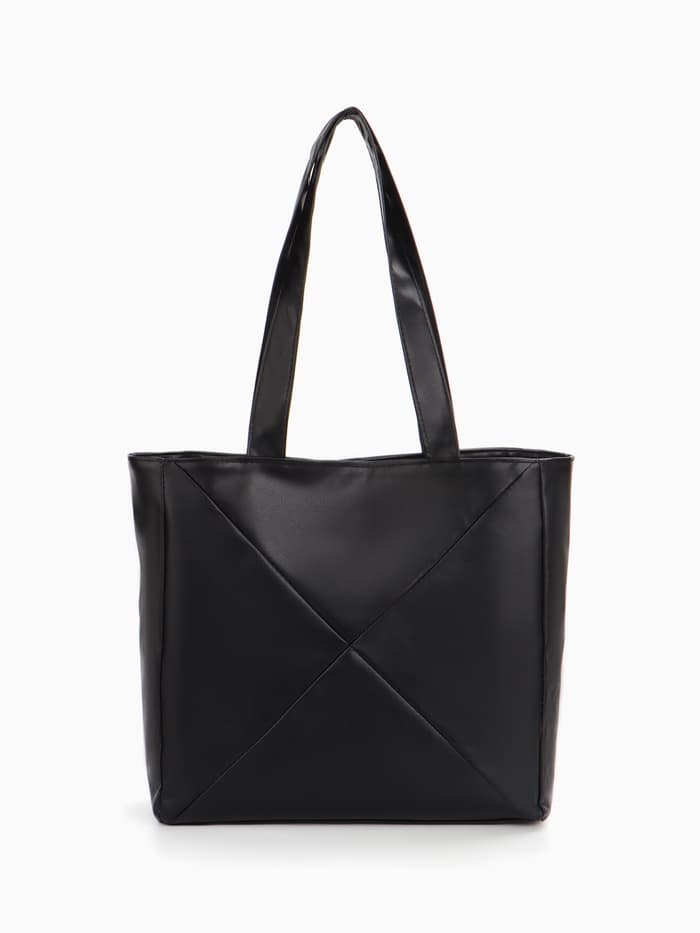 Сумка-шопер женская на молнии, размер 39×9×30 см, однотонная, чёрная