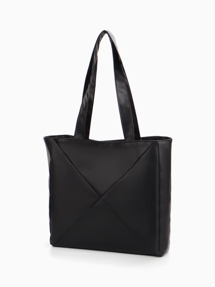 Сумка-шопер женская на молнии, размер 39×9×30 см, однотонная, чёрная