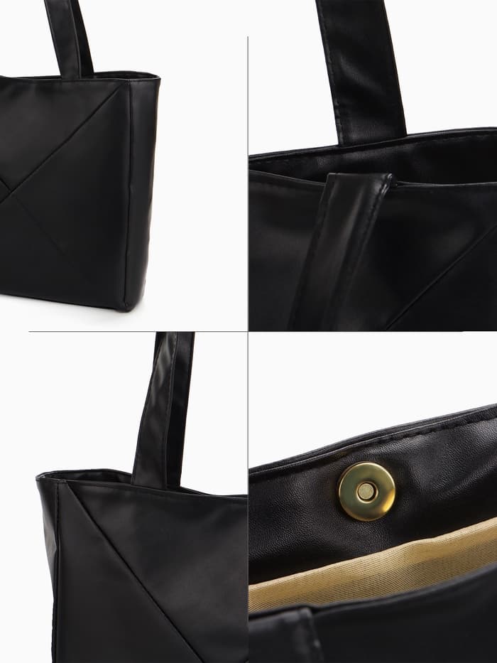 Сумка-шопер женская на молнии, размер 39×9×30 см, однотонная, чёрная