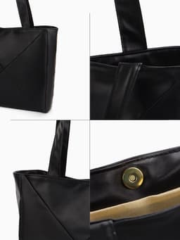 Сумка-шопер женская на молнии, размер 39×9×30 см, однотонная, чёрная