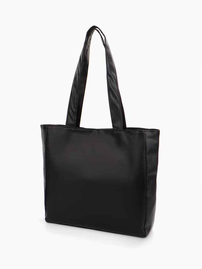 Сумка-шопер женская на молнии, размер 39×9×30 см, однотонная, чёрная