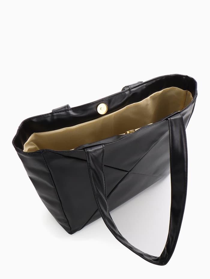 Сумка-шопер женская на молнии, размер 39×9×30 см, однотонная, чёрная