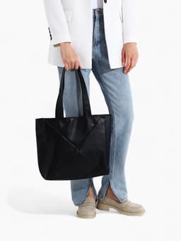 Сумка-шопер женская на молнии, размер 39×9×30 см, однотонная, чёрная