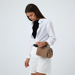 Сумка женская саквояж на молнии, 23×10×15 см, бежевая