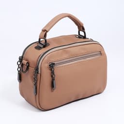 Сумка женская саквояж на молнии, 23×10×15 см, бежевая