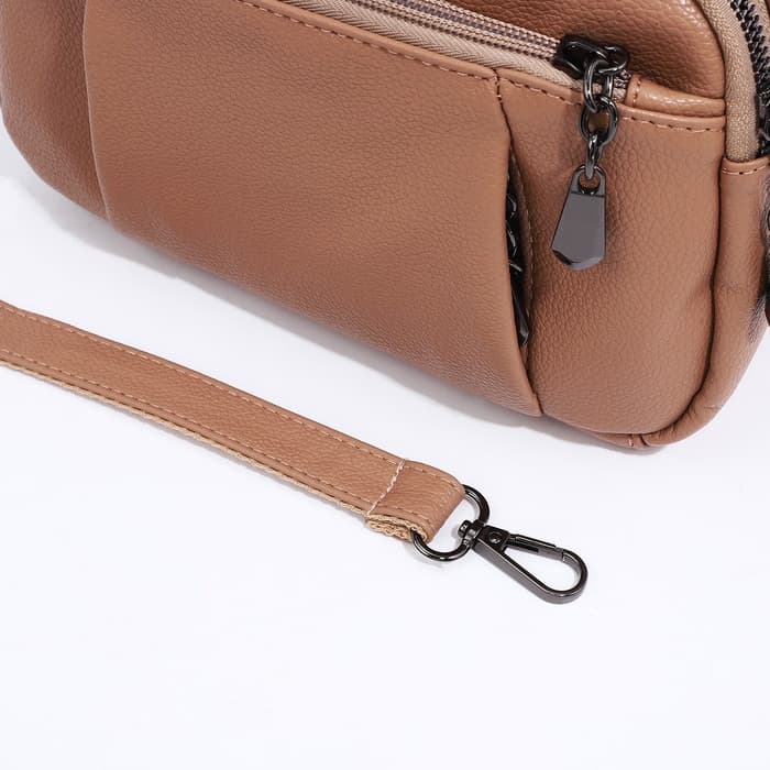 Сумка женская саквояж на молнии, 23×10×15 см, бежевая