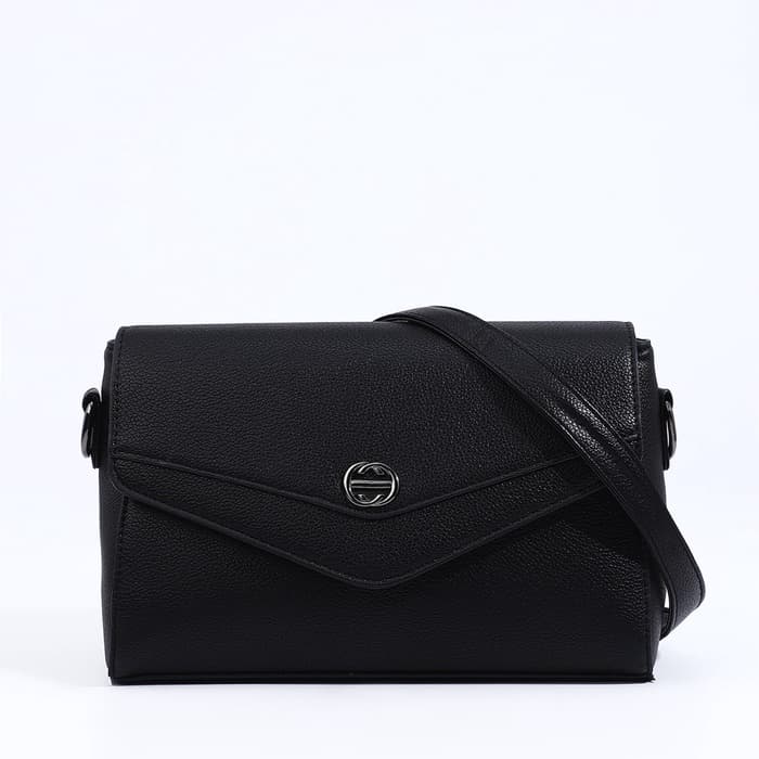 Сумка женская мессенджер на магните, 24×10×15 см, чёрная