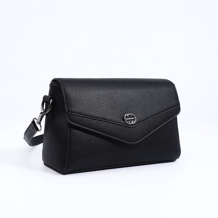 Сумка женская мессенджер на магните, 24×10×15 см, чёрная