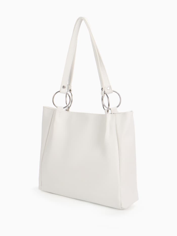 Сумка - шоппер женская на магнитной кнопке, 30×9×25 см, белая
