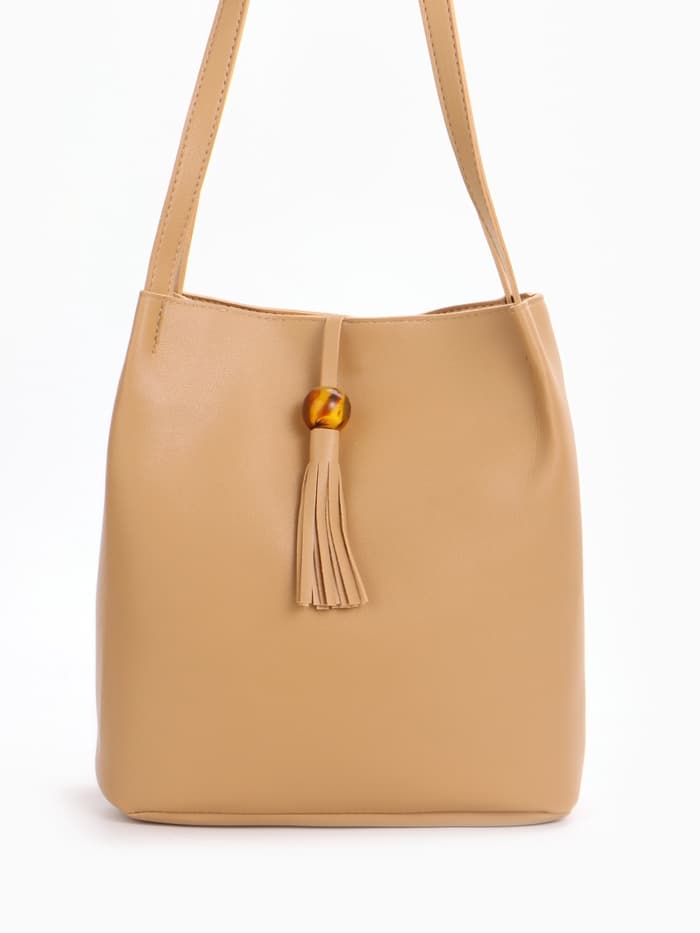 Сумка - мешок женская на магните, 25×10×26 см, бежевая