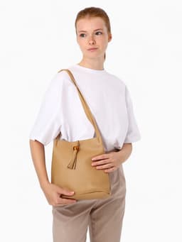 Сумка - мешок женская на магните, 25×10×26 см, бежевая