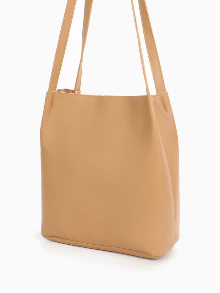 Сумка - мешок женская на магните, 25×10×26 см, бежевая