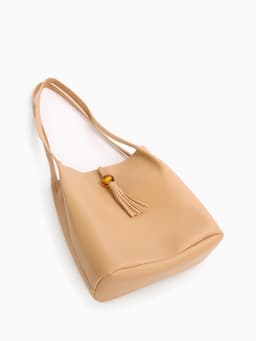 Сумка - мешок женская на магните, 25×10×26 см, бежевая