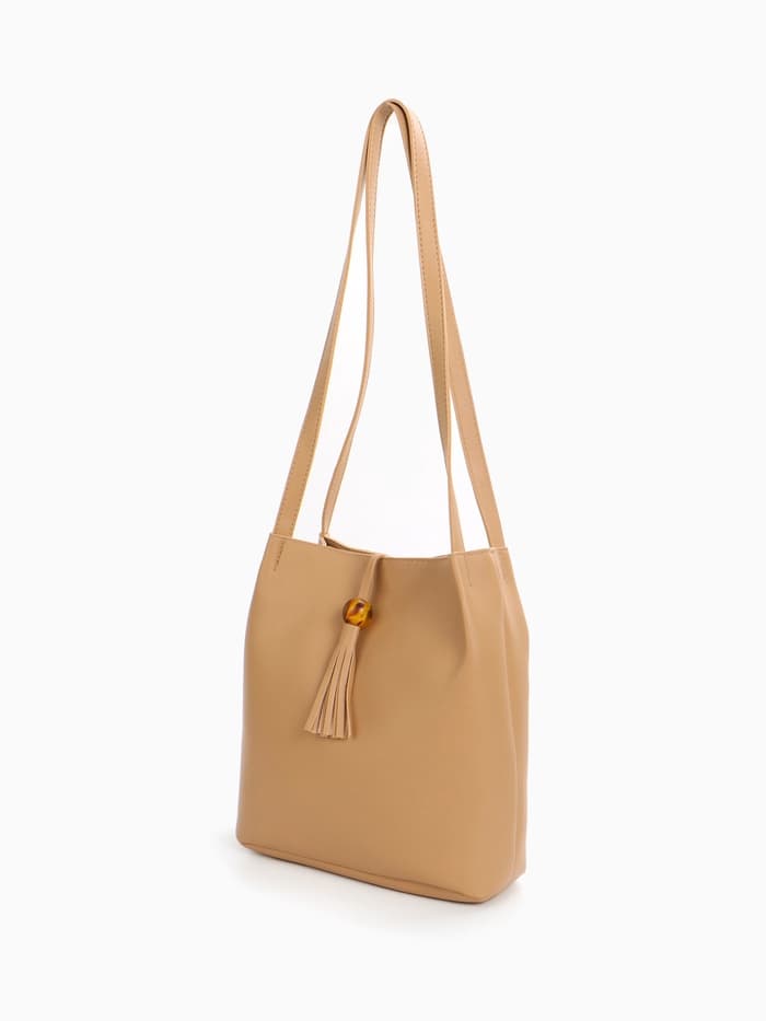 Сумка - мешок женская на магните, 25×10×26 см, бежевая