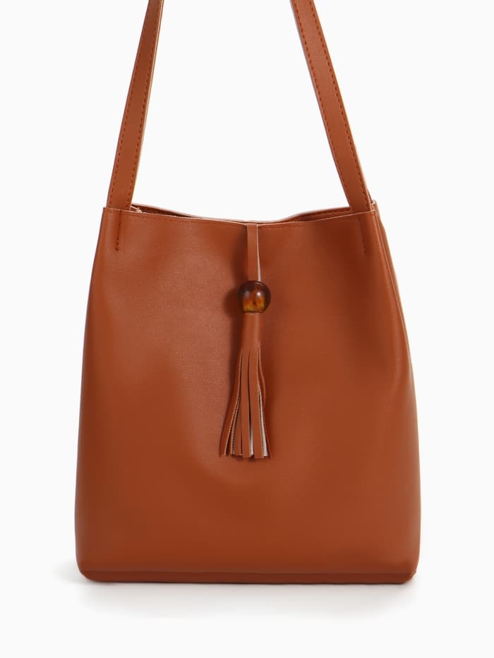 Сумка - мешок женская на магните, 25×10×26 см, коричневая