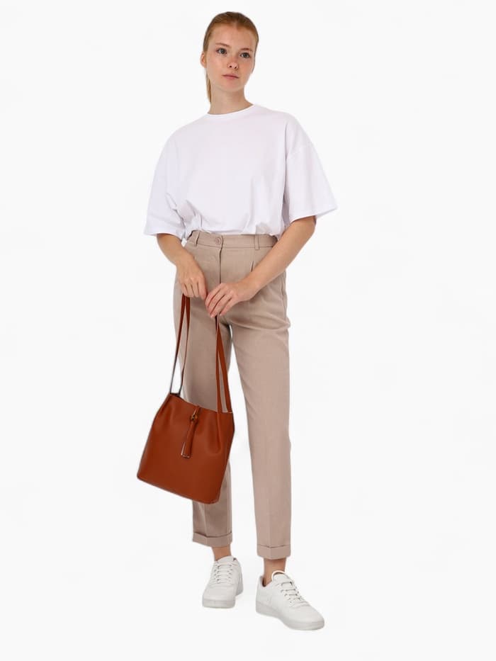 Сумка - мешок женская на магните, 25×10×26 см, коричневая