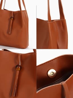 Сумка - мешок женская на магните, 25×10×26 см, коричневая