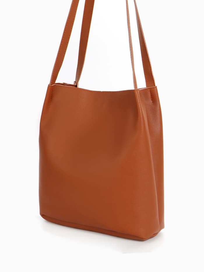 Сумка - мешок женская на магните, 25×10×26 см, коричневая