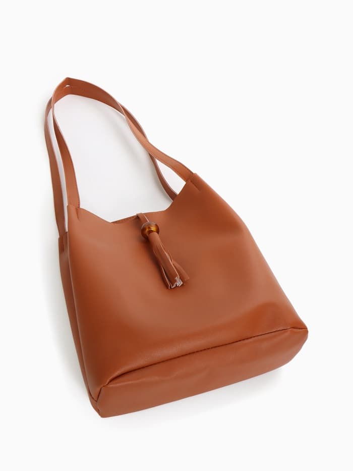 Сумка - мешок женская на магните, 25×10×26 см, коричневая