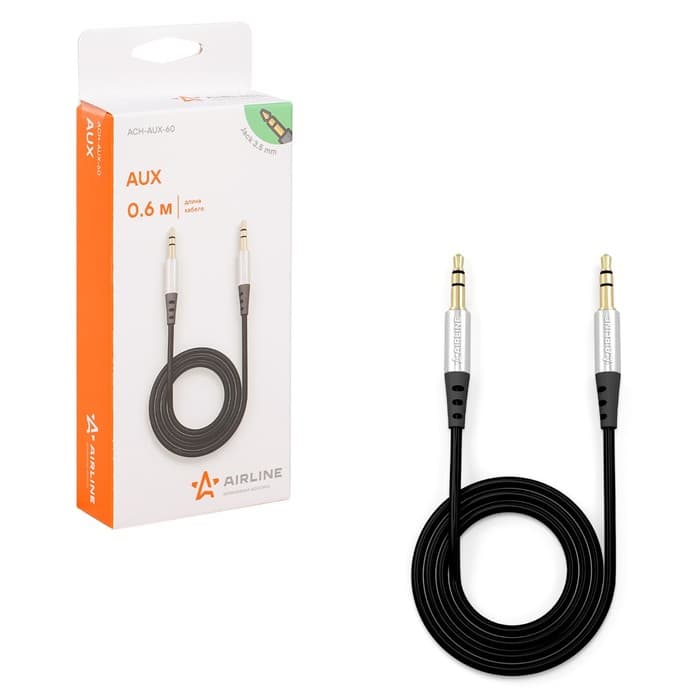 Кабель Airline AUX 3.5 mm Jack - 3.5 mm Jack 0.6 м, черный